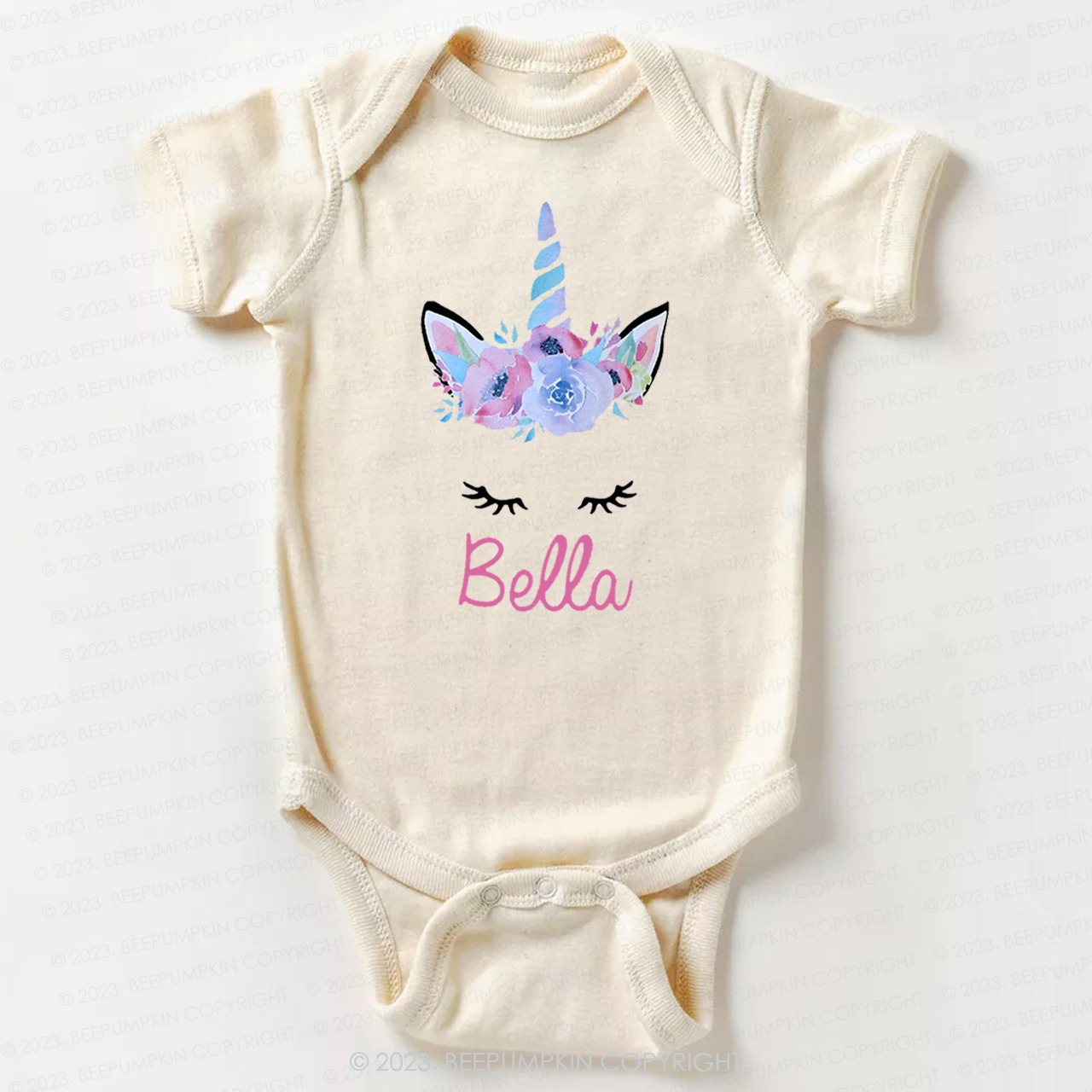 Personalized Unicorn Face Flutter Bodysuit For Baby