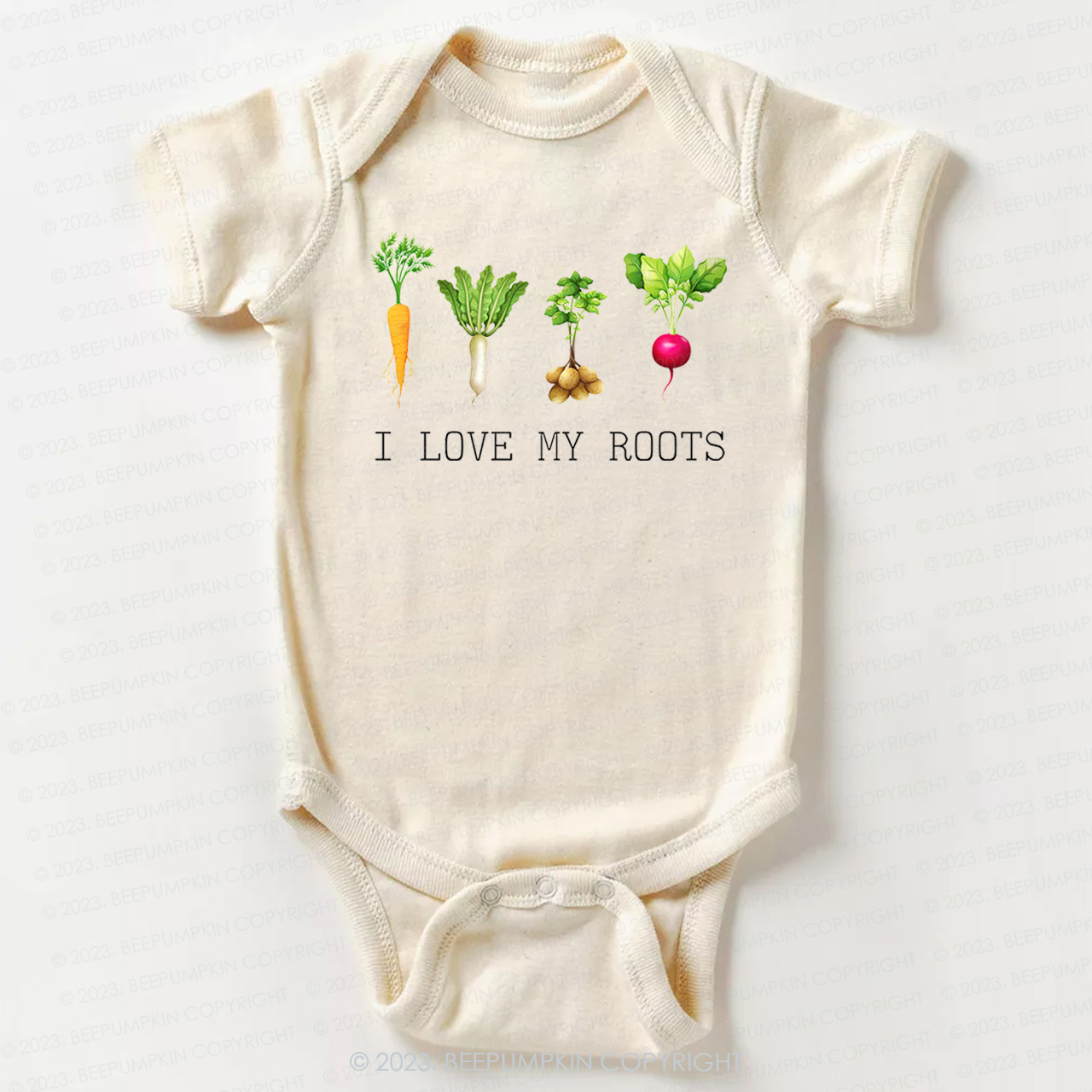 Vegetable I Love My Roots Bodysuit For Baby