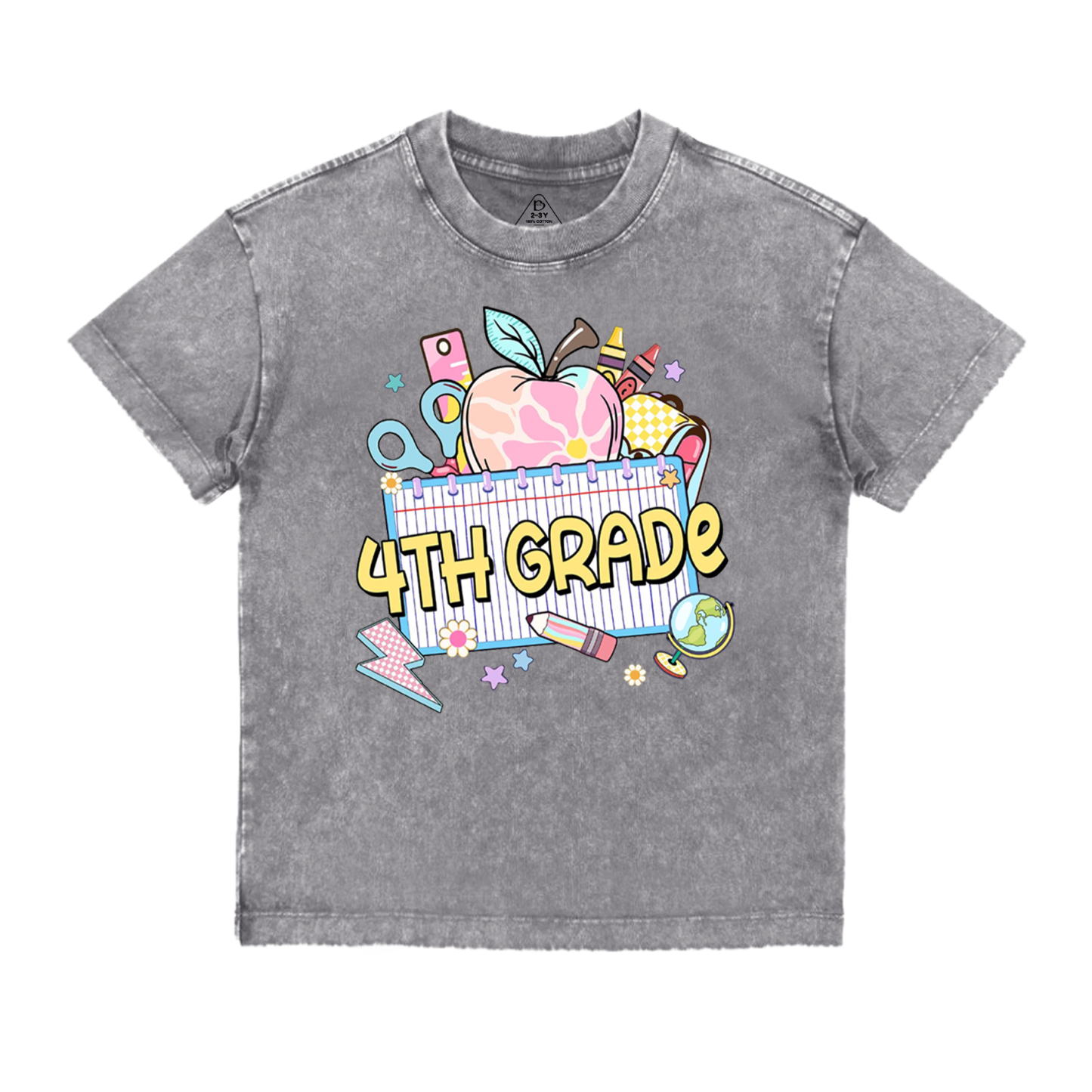 Personalized Pink Apple Back To School Gift Pack Toddler&Kids Washed Tees