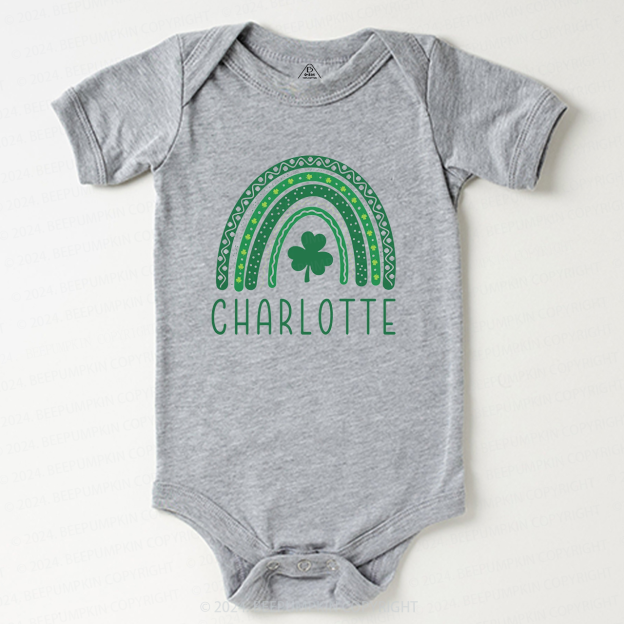 Personalized Name Rainbow Shamrock Baby Bodysuit Beepumpkin