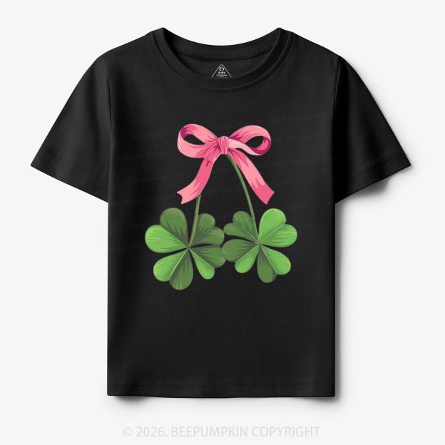 Lucky Shamrock Bow St Patrick's Day Toddler&Kid's Tees Beepumpkin