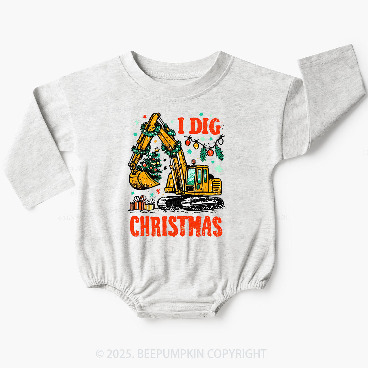 I Dig Christmas Baby Bubble Romper Beepumpkin