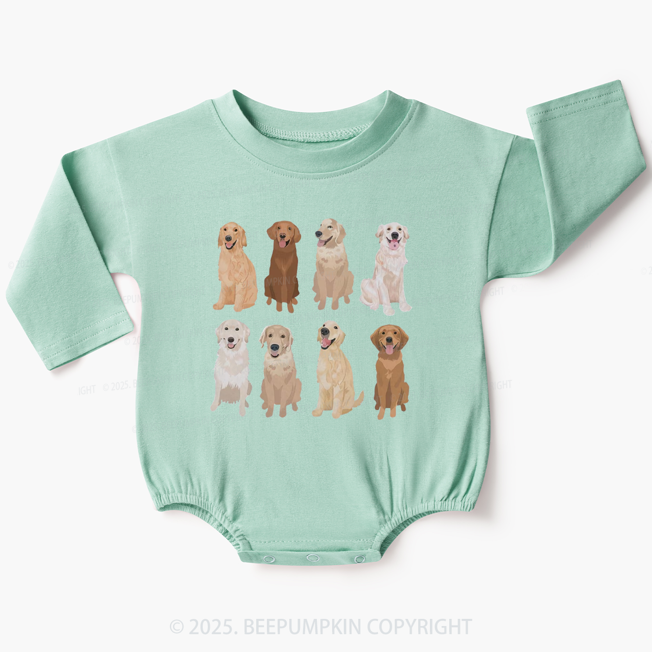 Golden Retriever Baby Bubble Romper Beepumpkin