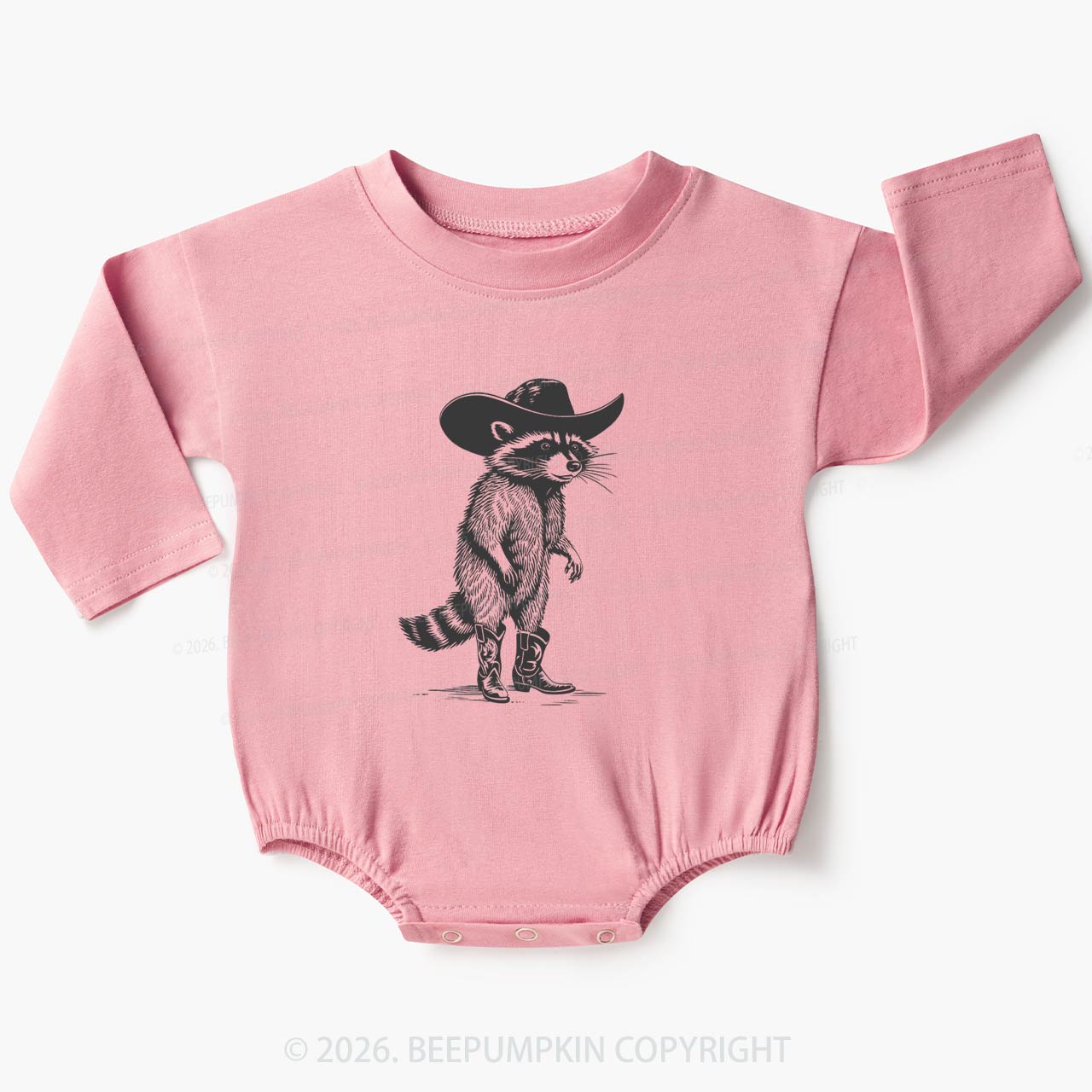 Funny Western Raccoon Cowboy Baby Bubble Romper