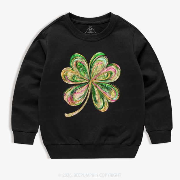 Retro Lucky Shamrock St Patrick's Day Kid's Sweatshirt