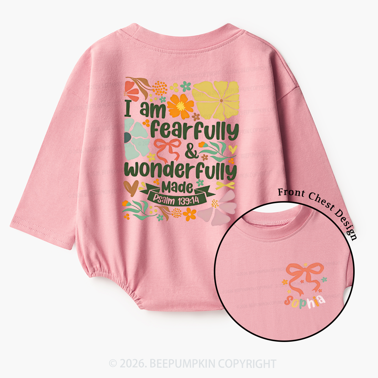 Personalized Name Fearfully And Wonderfully Baby Bubble Romper