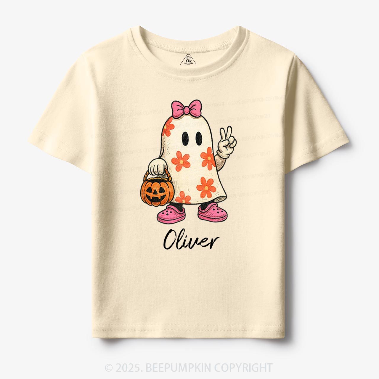Personalized Halloween Cute Ghost and Pumpkin Toddler&Kid's Tees Beepumpkin