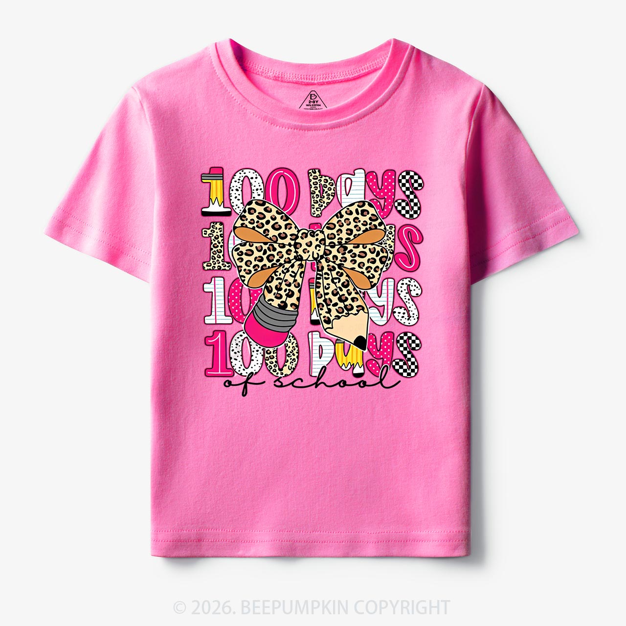 Leopard Love 100 Days Of  School Edition Toddler&Kid's Tees Beepumpkin