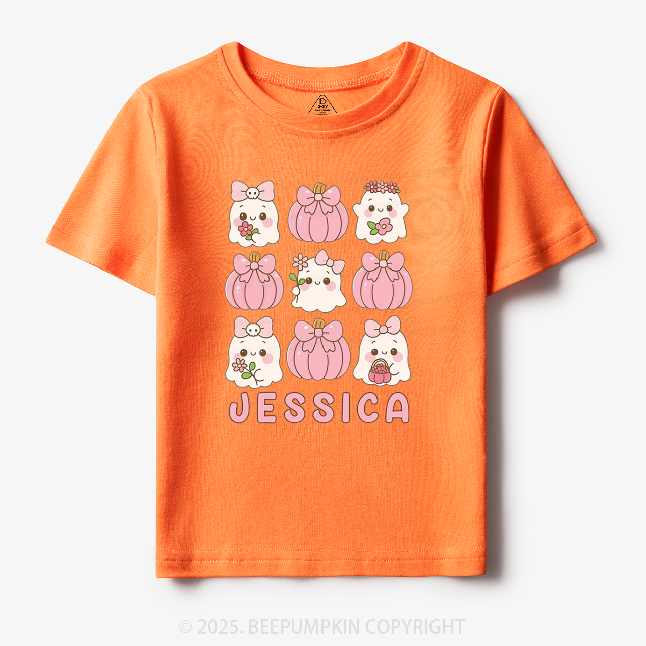 Personalized Ghost Pumpkin Name Halloween Toddler&Kid's Tees Beepumpkin