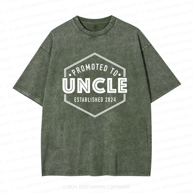 Promoted to Uncle Washed T-Shirts 