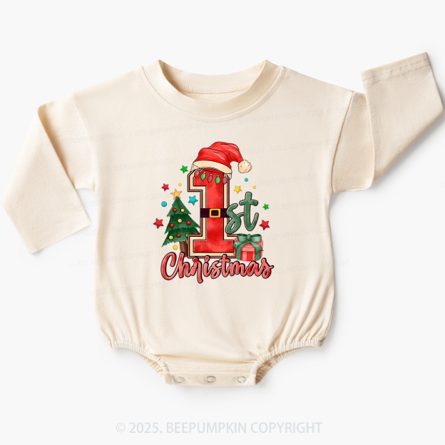 First Christmas Baby Bubble Romper Beepumpkin