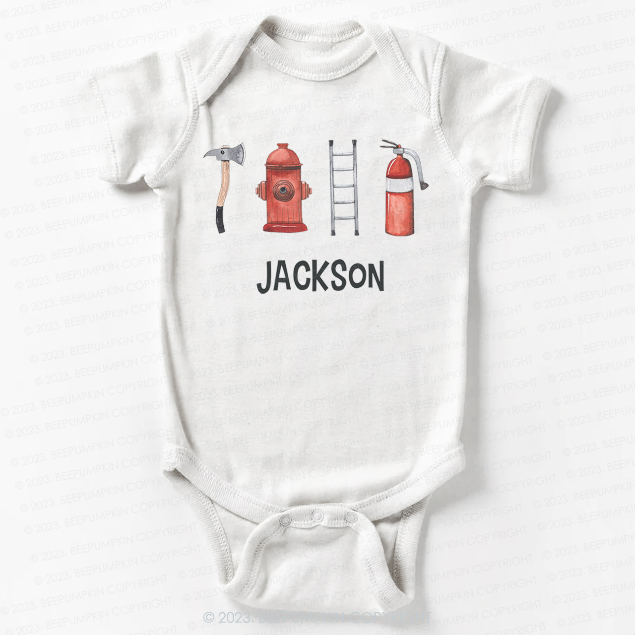 Personalized Firefighter Name Bodysuit For Baby