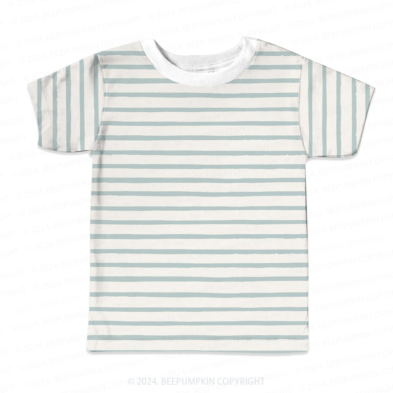 Light Green Straight Stripes All Over Print Kids Tees 