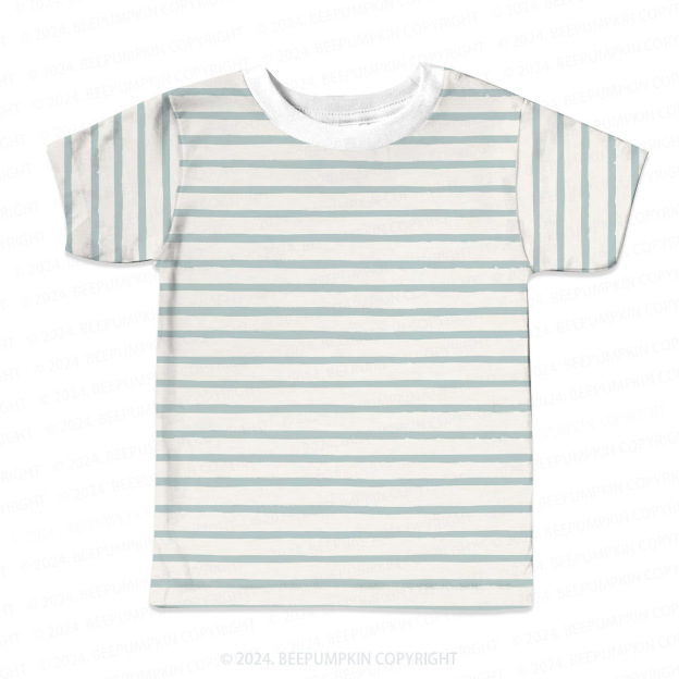 Light Green Straight Stripes All Over Print Kids Tees