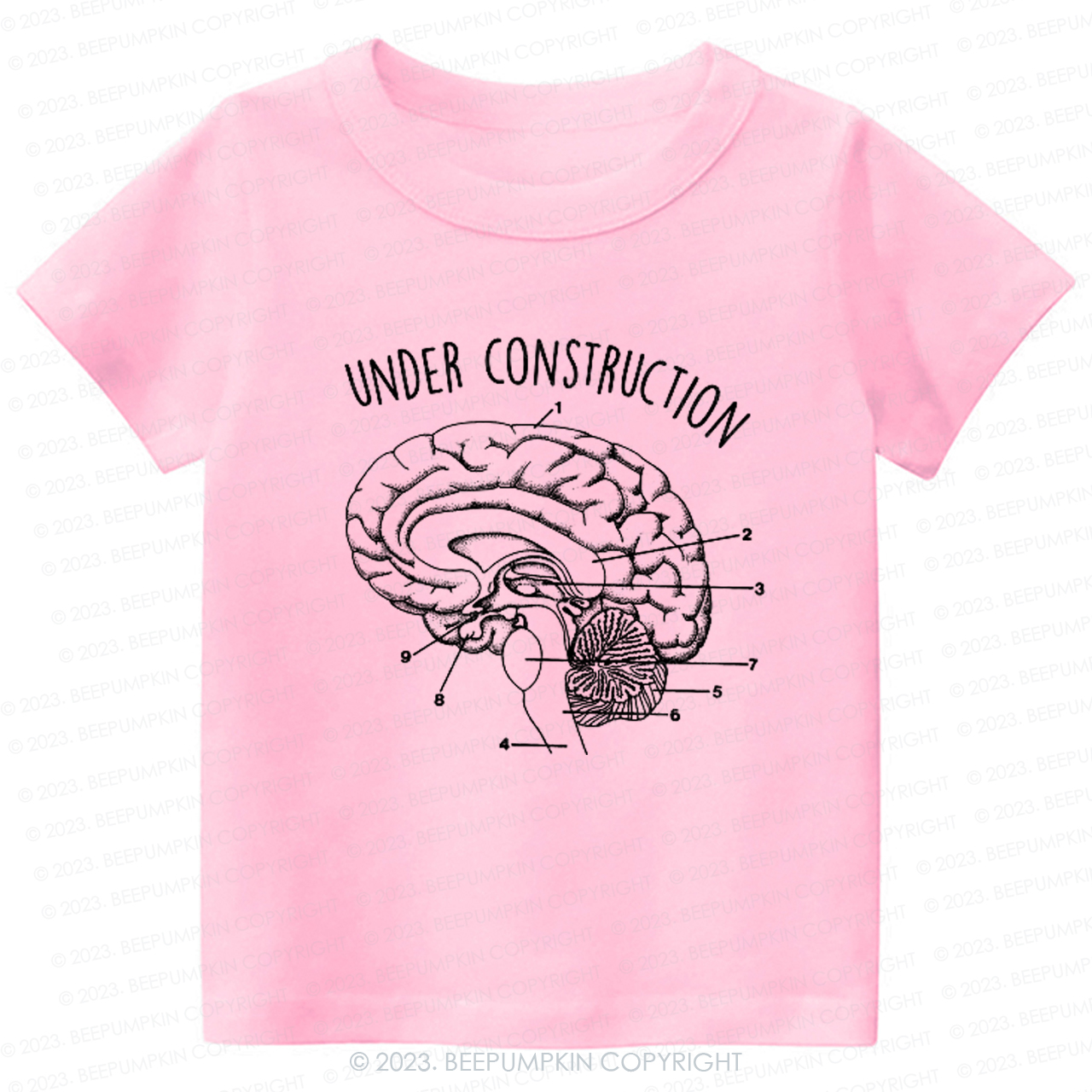 Under Construction Brain Diagram Kids Shirt