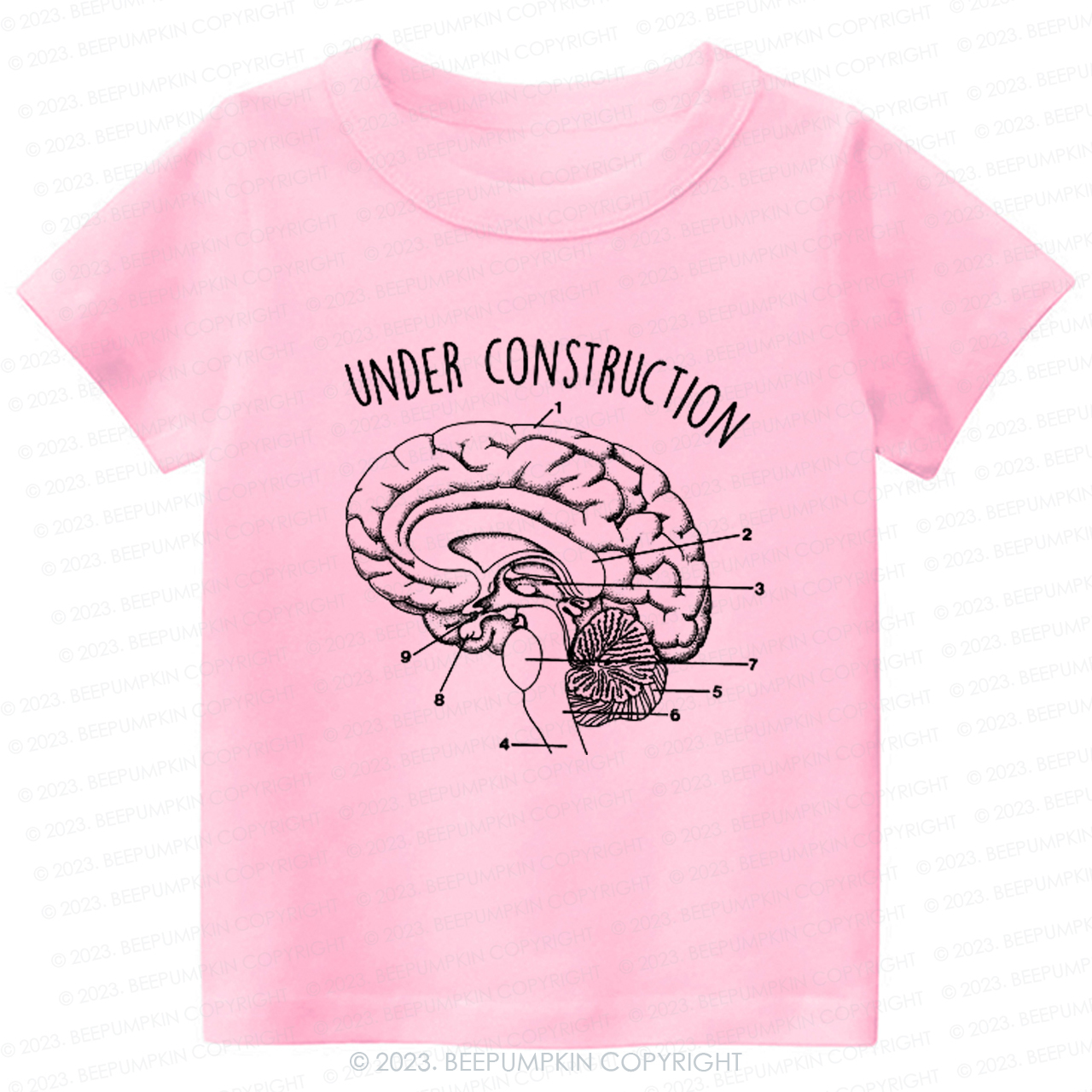 Under Construction Brain Diagram Kids Shirt
