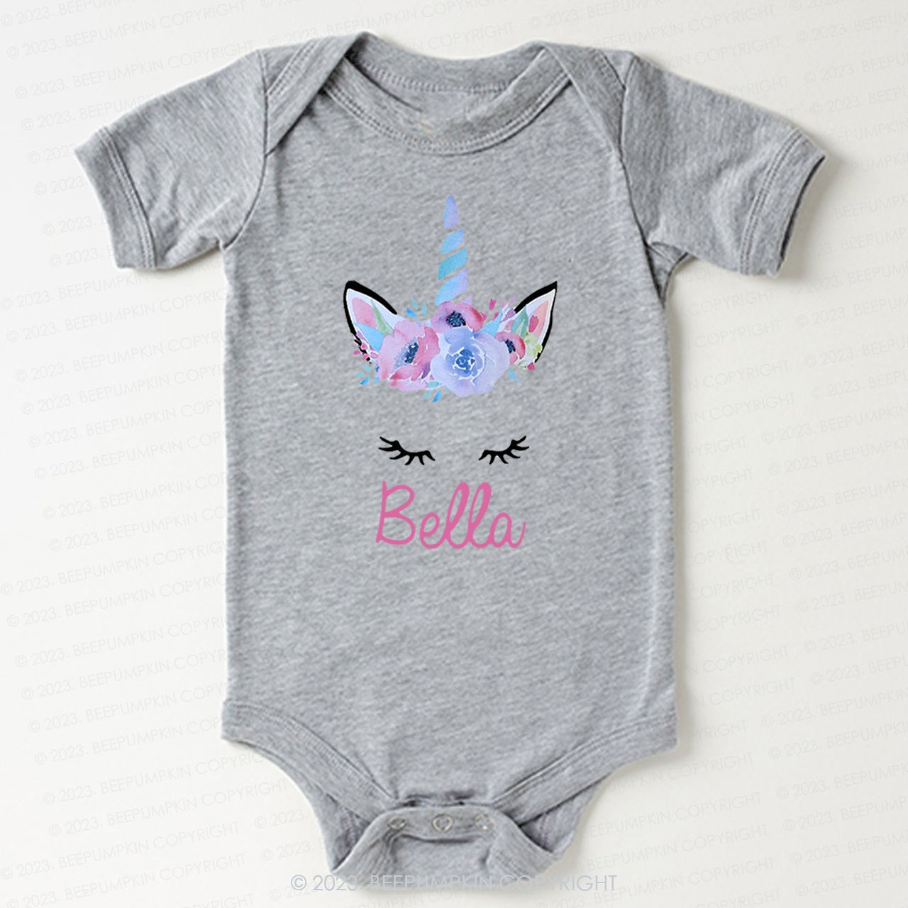 Personalized Unicorn Face Flutter Bodysuit For Baby