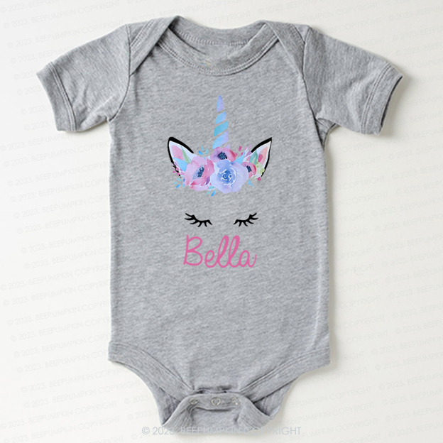 Personalized Unicorn Face Flutter Bodysuit For Baby