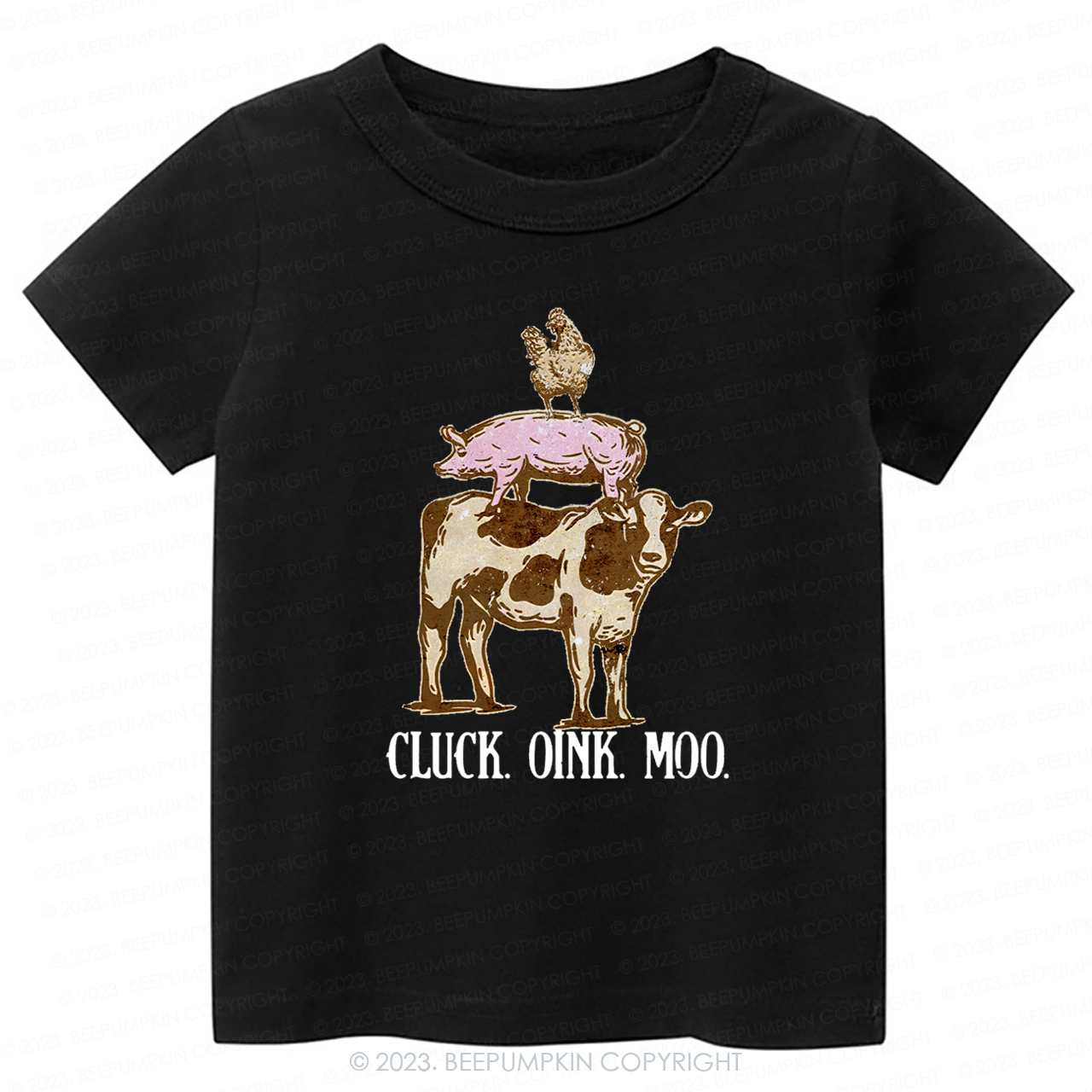 Cluck Oink Moo Retro Farm -Toddler Tees