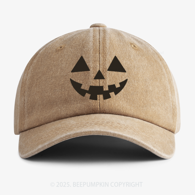 Jack-o-lantern Pumpkin Embroidered Washed Baseball Cap For Kids