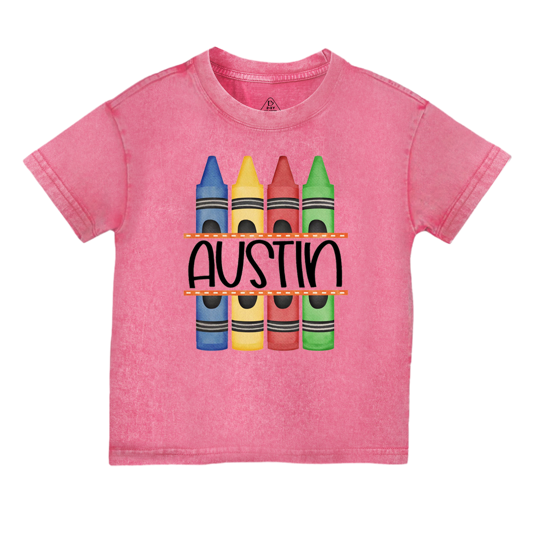 Personalized Crayon Name Back To School Toddler&Kids Washed Tees