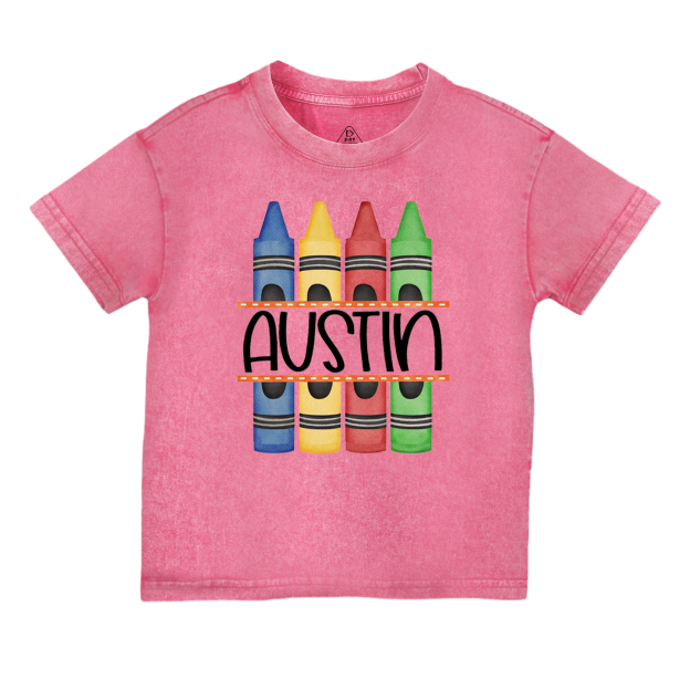 Personalized Crayon Name Back To School Toddler&Kids Washed Tees