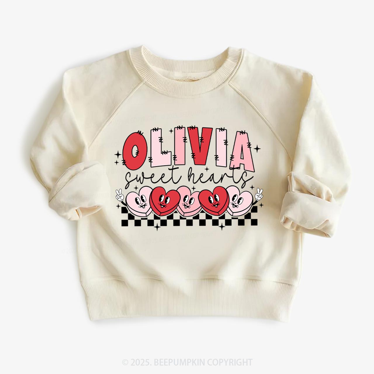Personalized Pink Heart Smile Kid's Sweatshirt