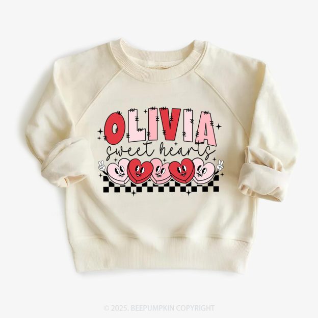 Personalized Pink Heart Smile Kid's Sweatshirt