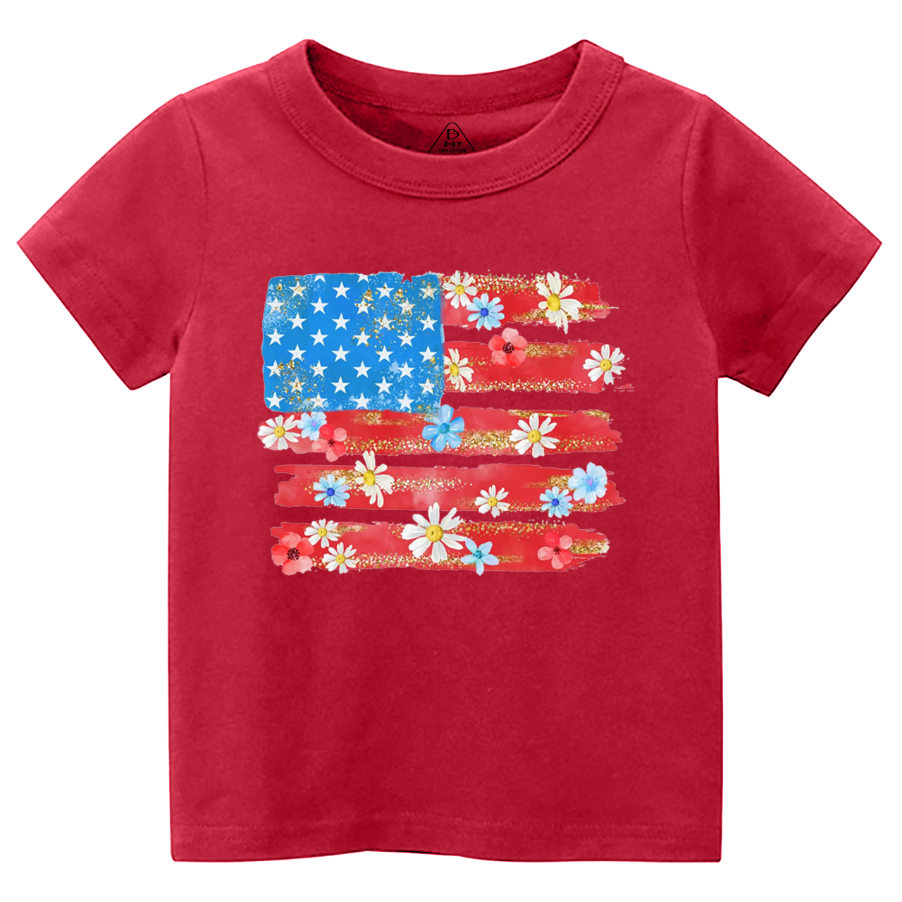 Flower American Flag Toddler&Kid's Tees Beepumpkin 