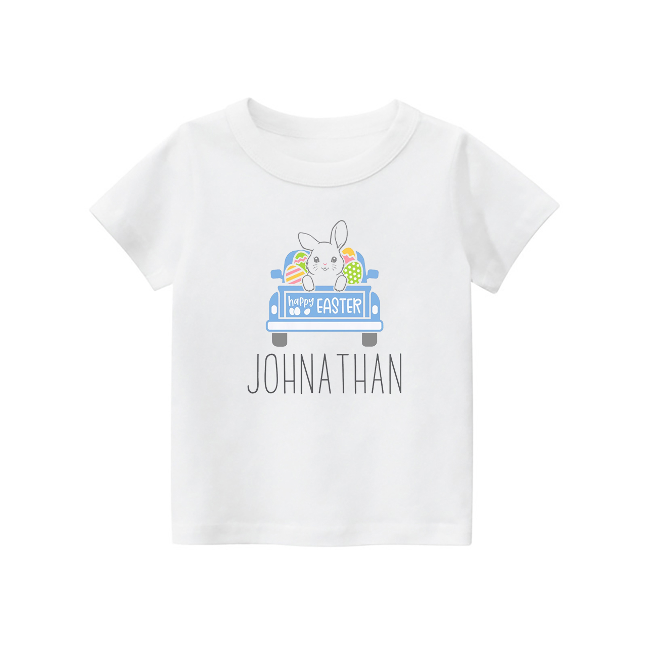 Personalized Easter Cute Bunny Truck Kids Shirt