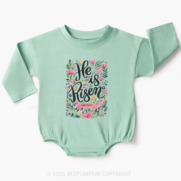 He is Risen Blooming Grace Easter Baby Bubble Romper