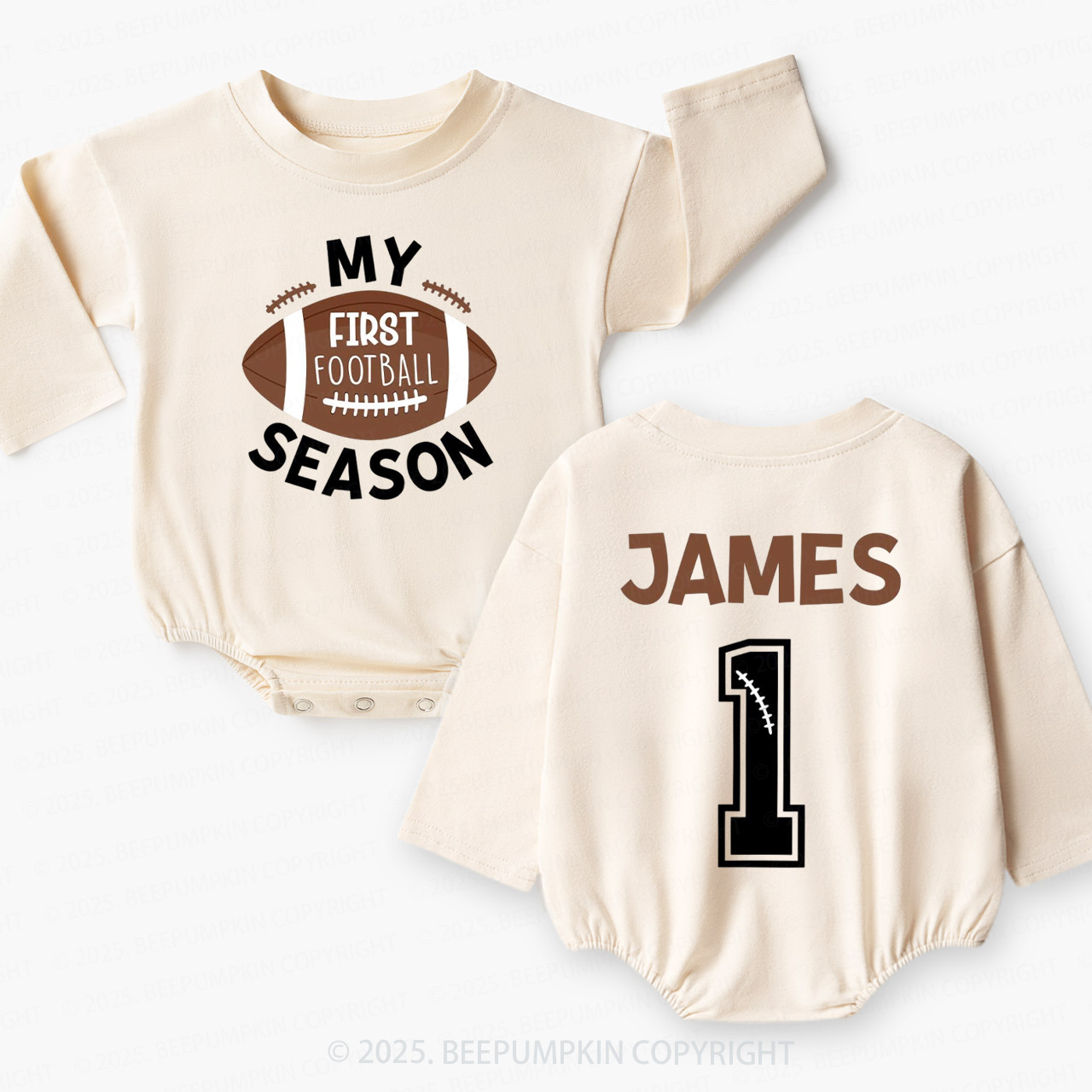 Personalized My First Football Season Baby Bubble Romper Beepumpkin