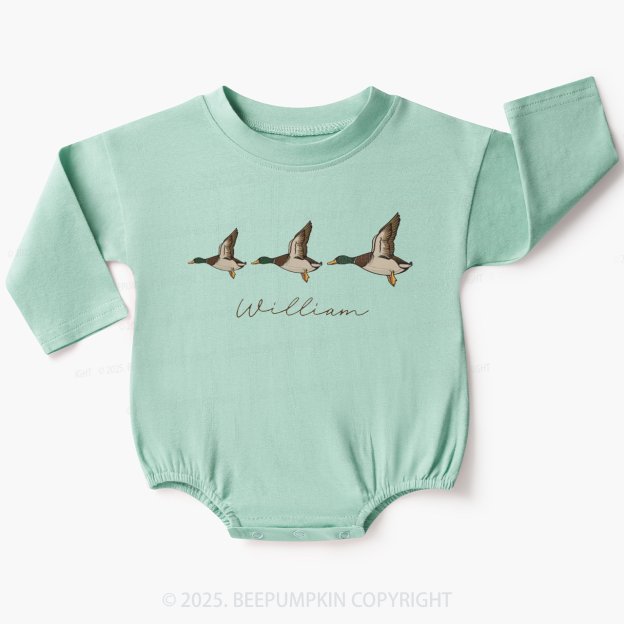 Personalized Name Mallard Duck Baby Bubble Romper Beepumpkin