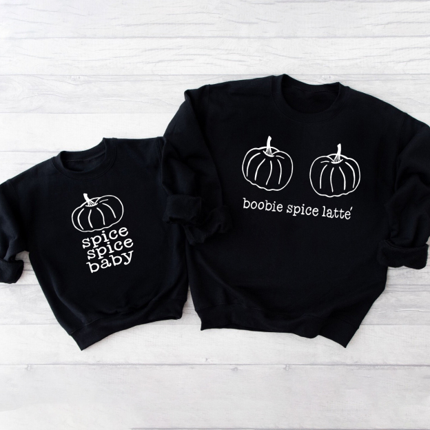 Boobie Spice Latte Spice Baby Mom&Me Matching Swetshirt