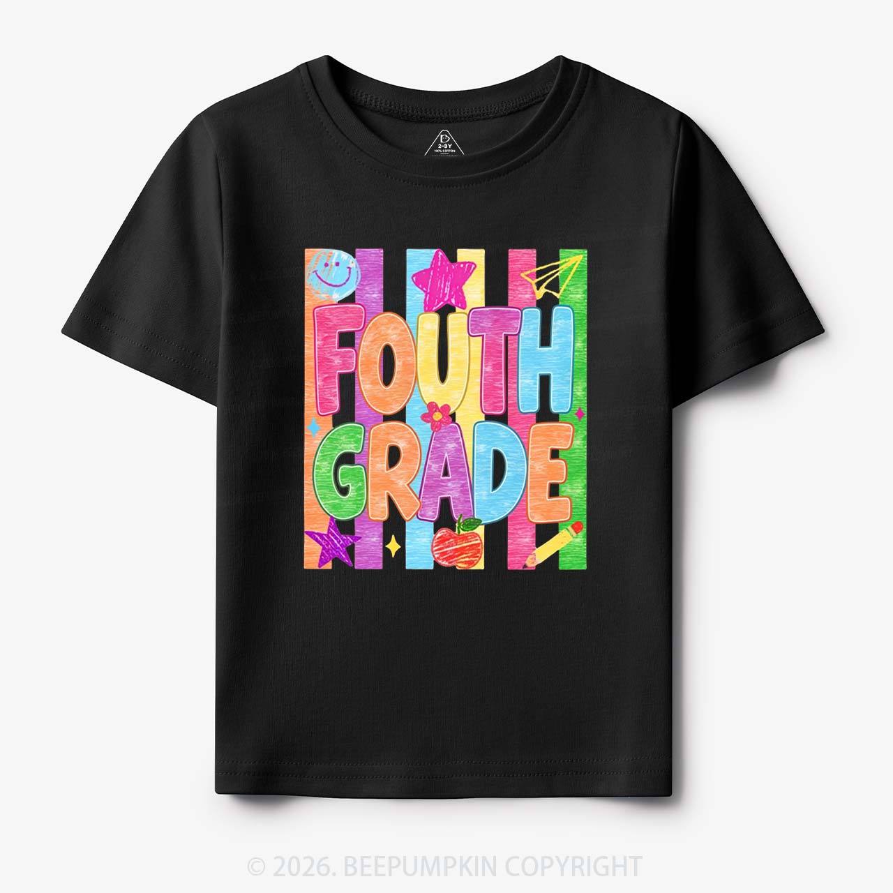 Personalized Crayon Colorful Drawn Striped Back To School Toddler&Kid's Tees