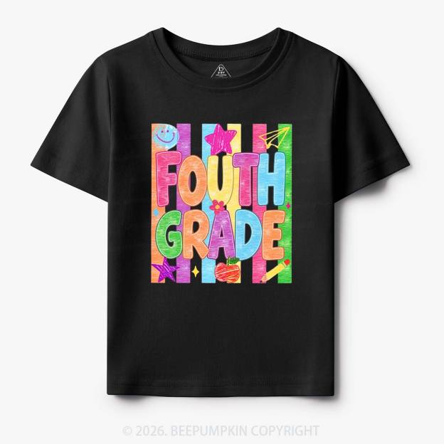 Personalized Crayon Colorful Drawn Striped Back To School Toddler&Kid's Tees