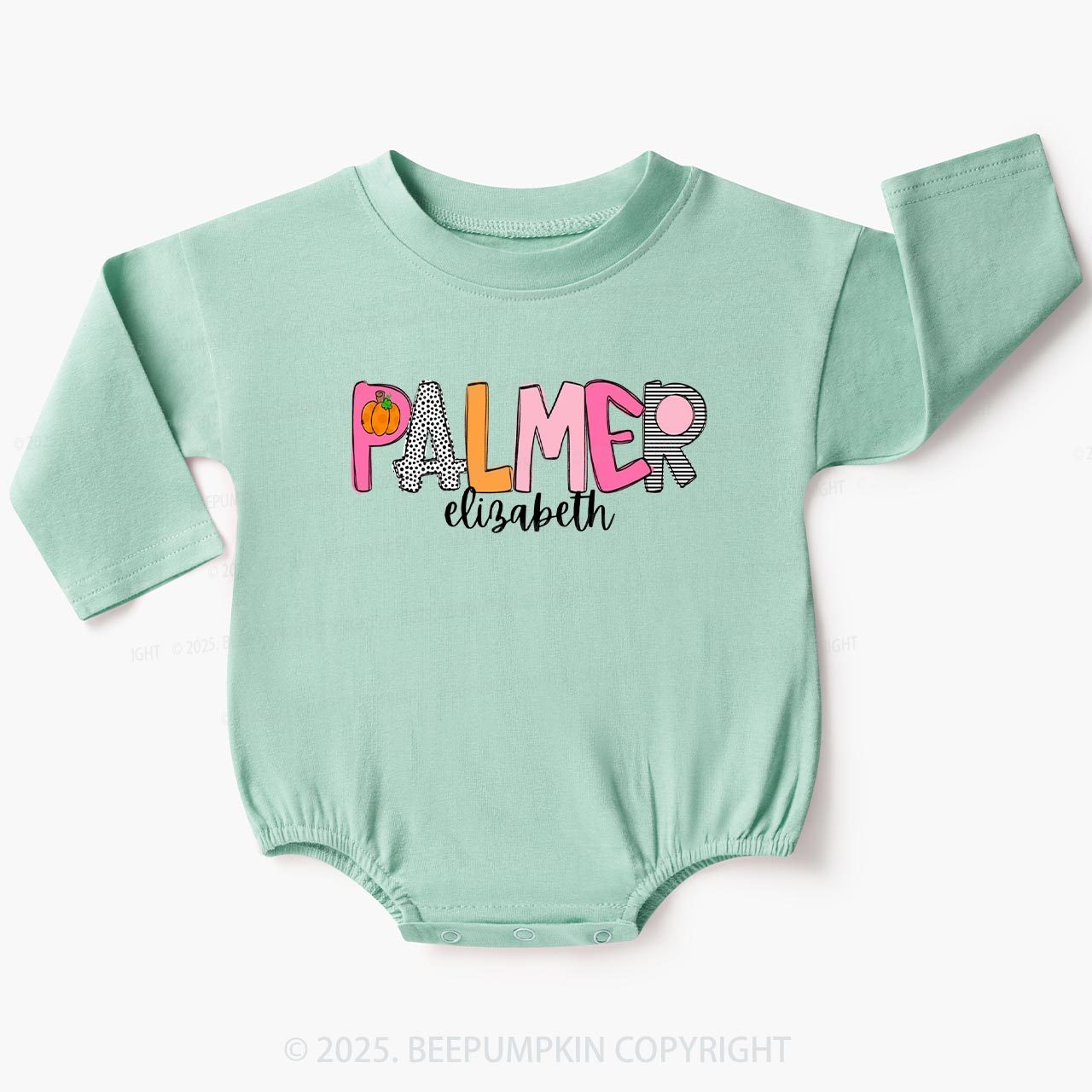 Personalized Girl Fall Pumpkin Baby Bubble Romper Beepumpkin