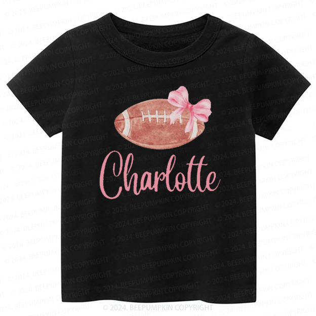 Personalized Football Bow Toddler&Kids Tees 