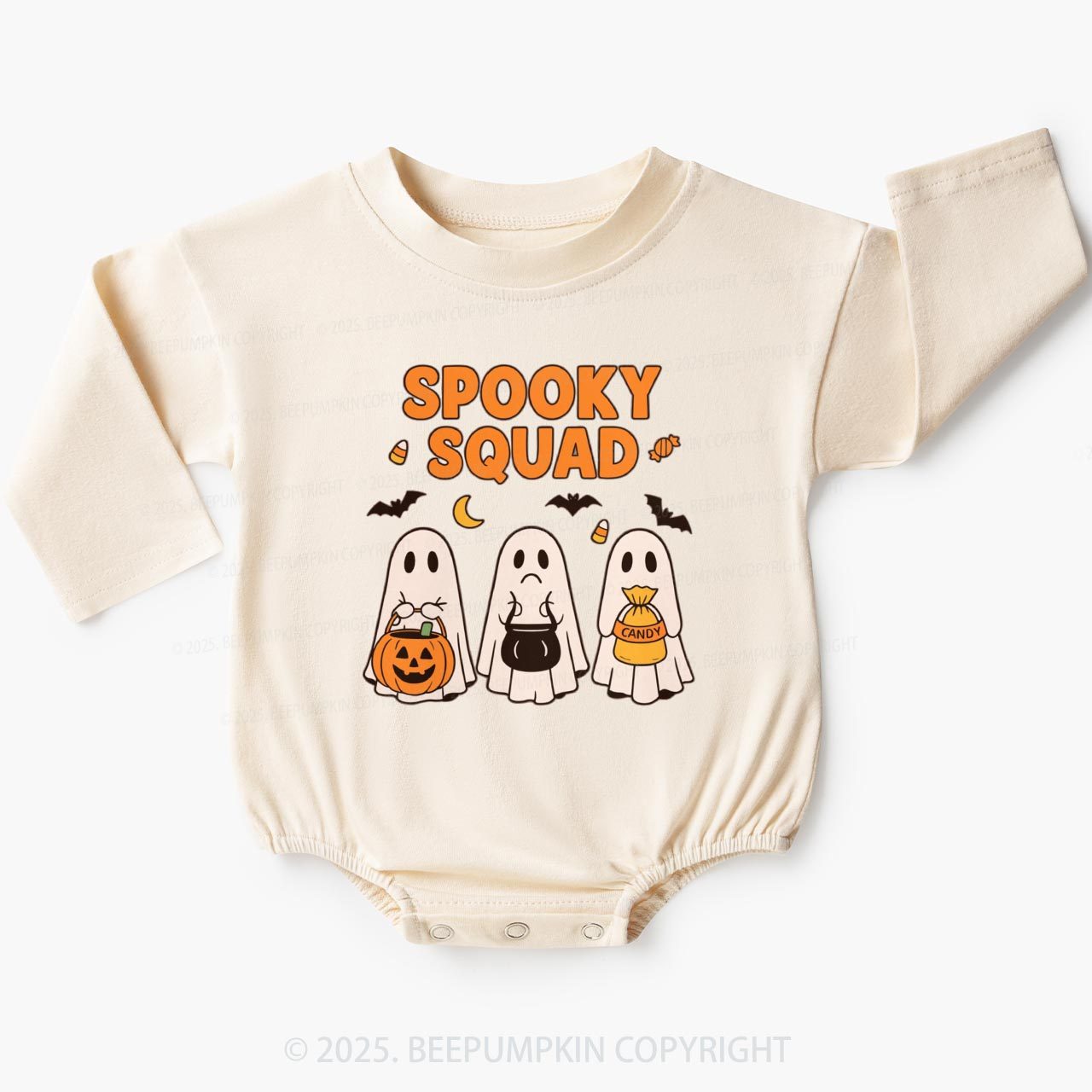 Spooky Squad Ghost Baby Bubble Romper Beepumpkin