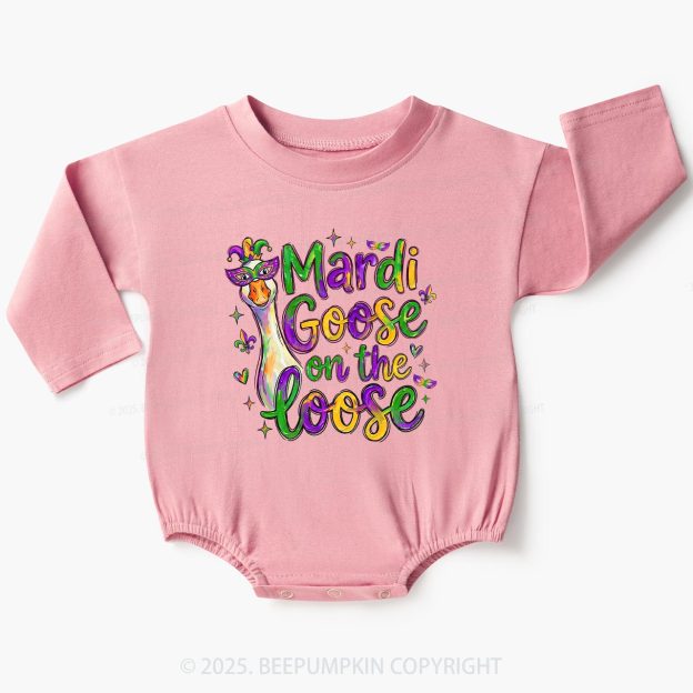 Mardi Gras Goose Baby Bubble Romper Beepumpkin