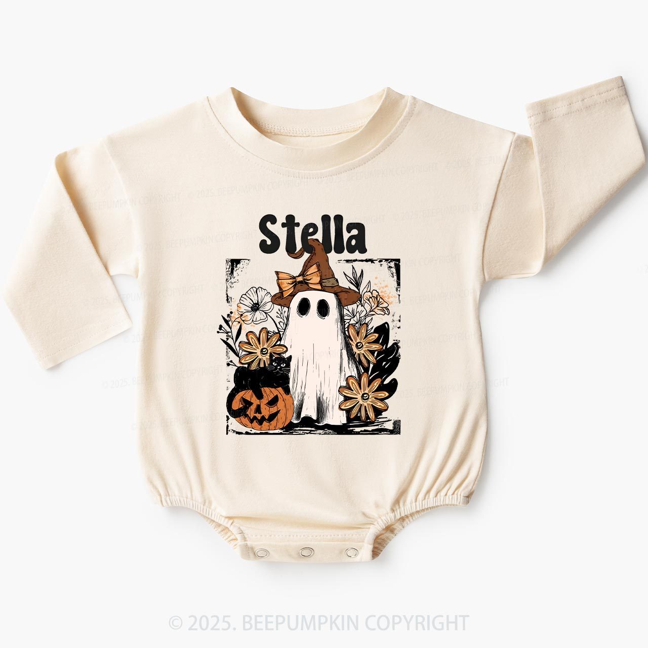 Personalized Spooky Pumpkin Baby Bubble Romper Beepumpkin