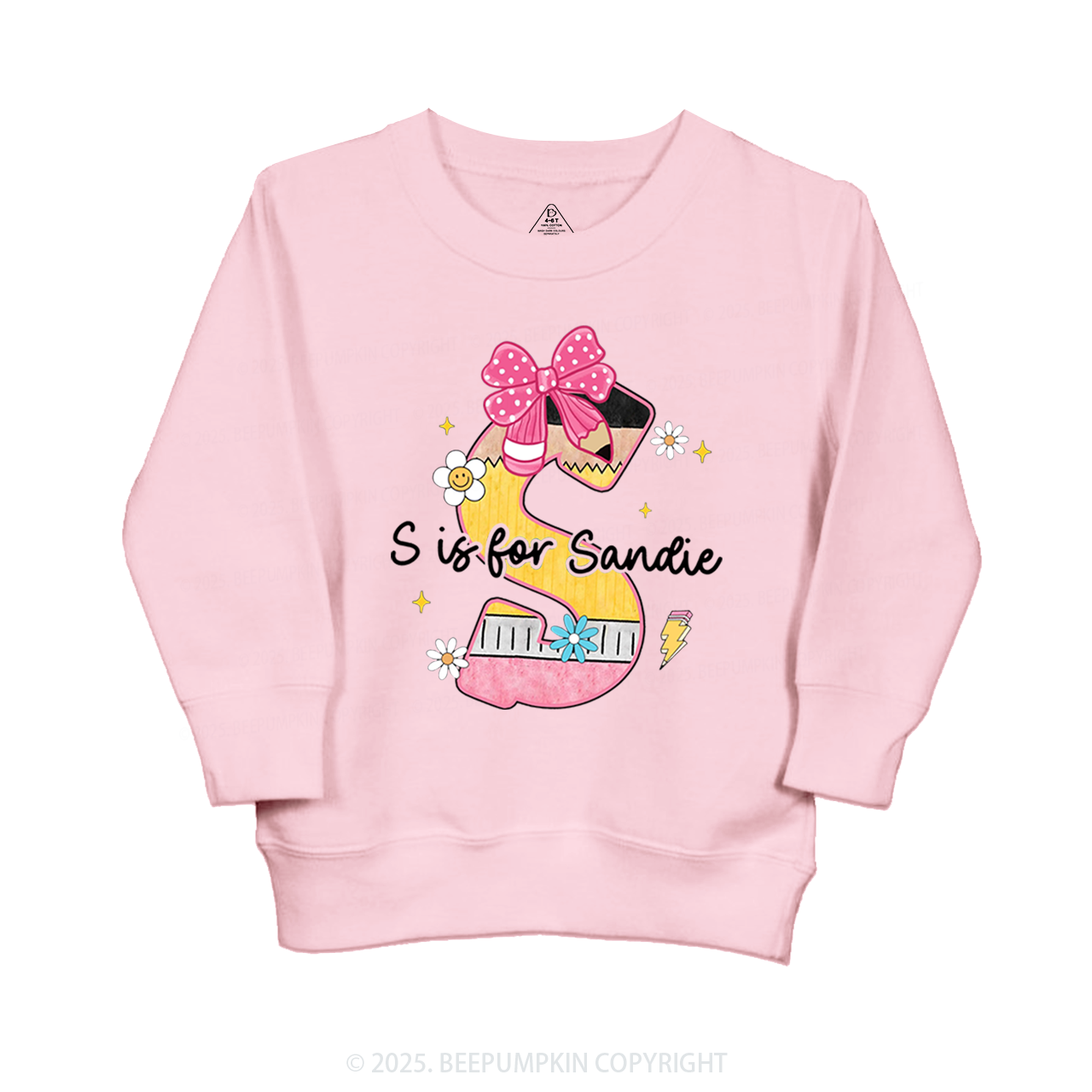 Personalized Pencil Bow Name Kid's Sweatshirt