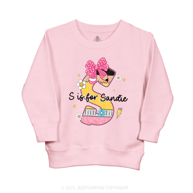 Personalized Pencil Bow Name Kid's Sweatshirt