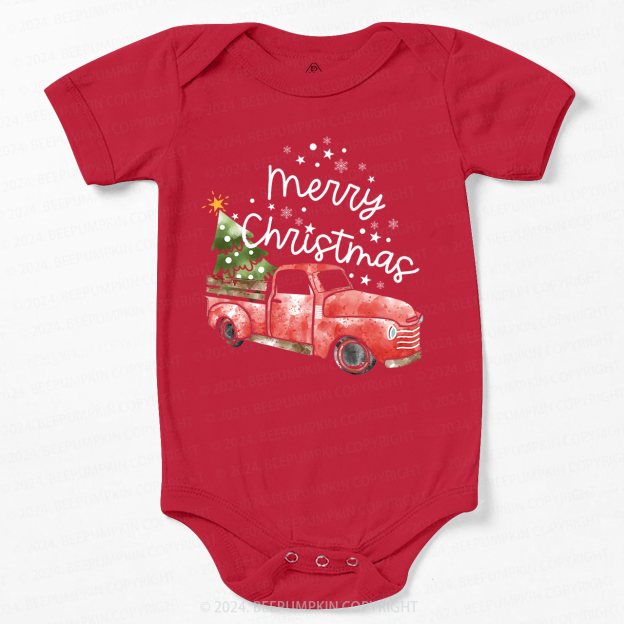 Merry Christmas Truck Baby Bodysuit