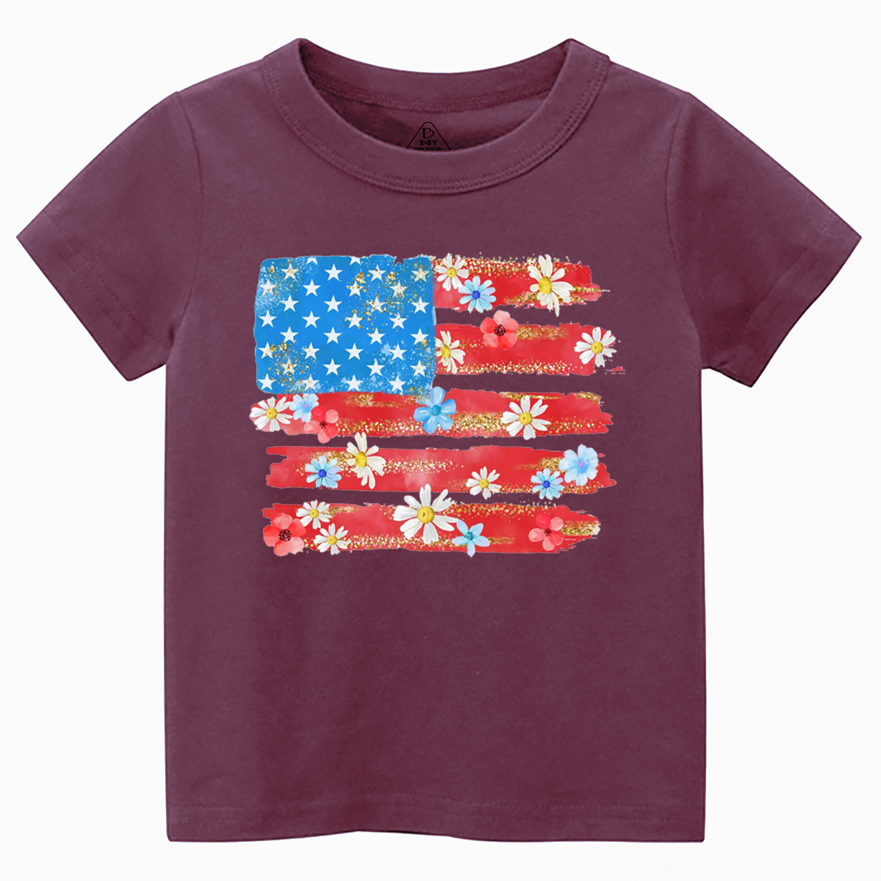 Flower American Flag Toddler&Kid's Tees Beepumpkin 