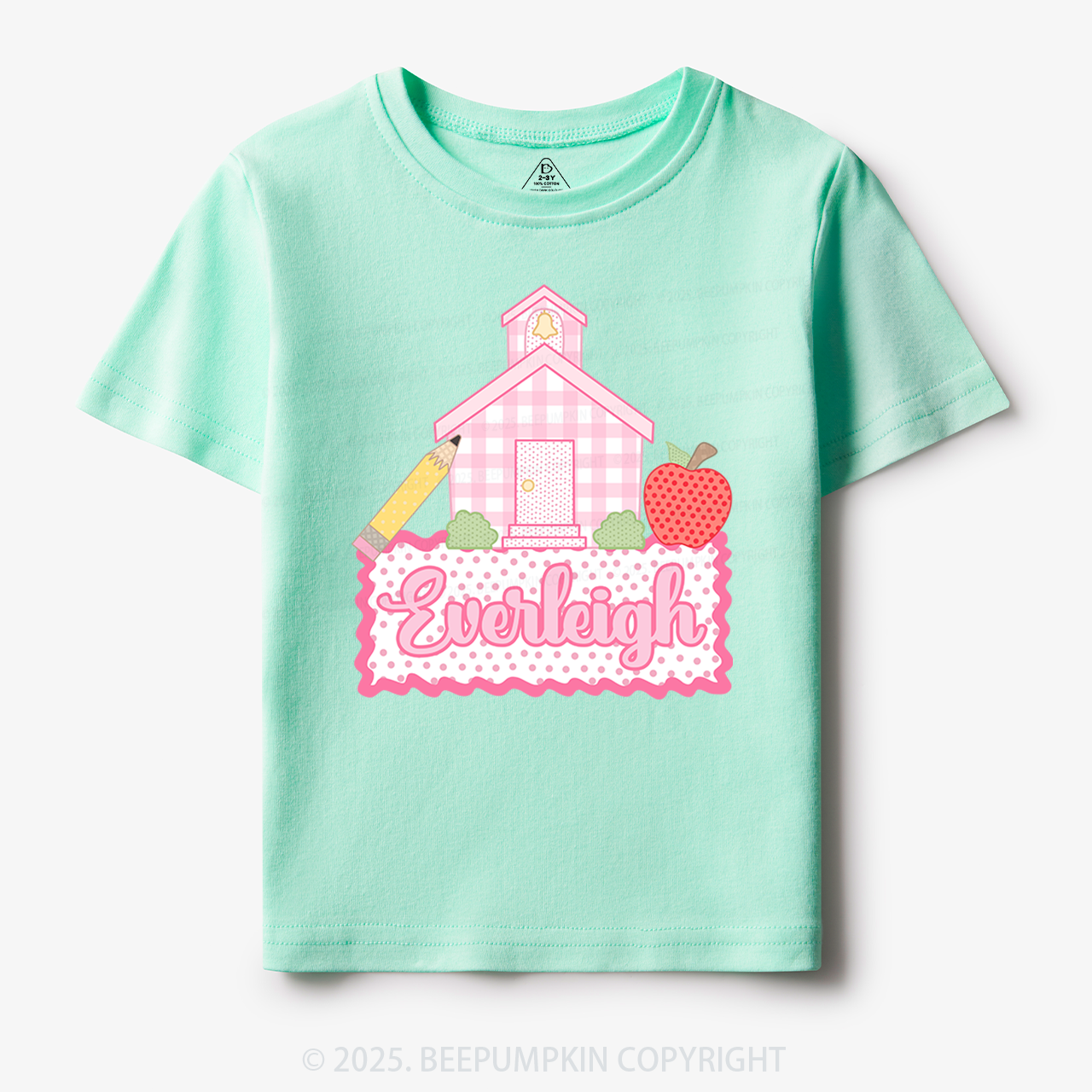 Personalized Pink Schoolhouse Toddler&Kid's Tees Beepumpkin
