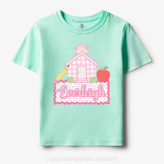 Personalized Pink Schoolhouse Toddler&Kid's Tees Beepumpkin