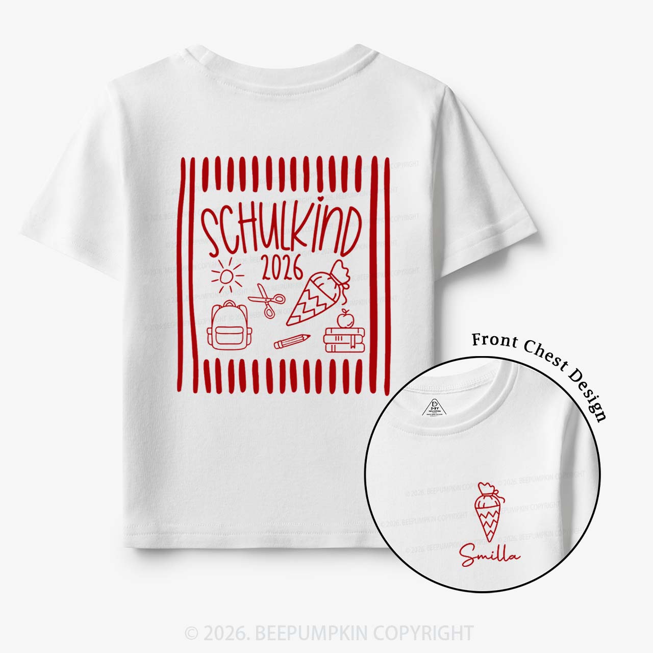 Personalized Name & Year Schoolchild Toddler&Kid's Tees