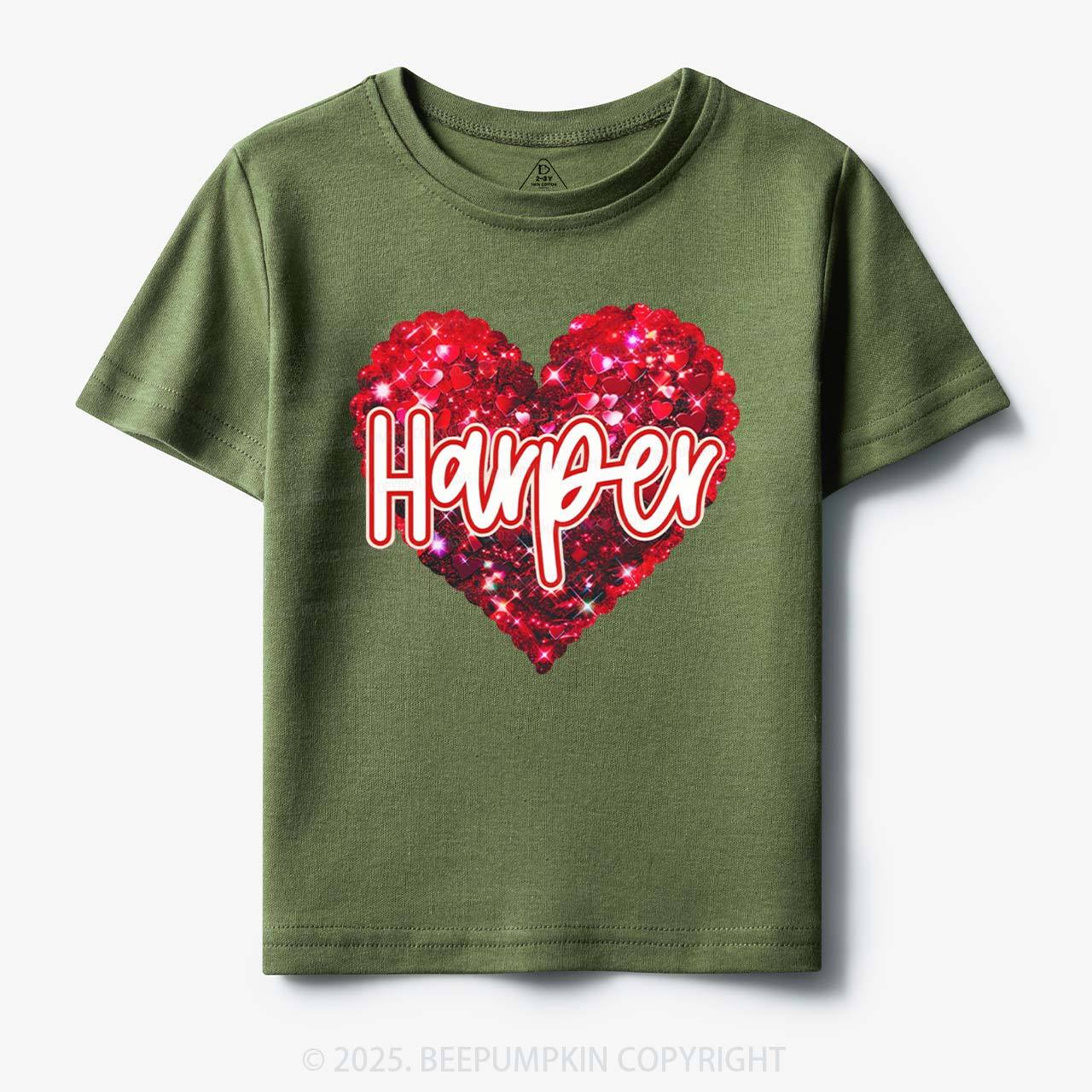 Personalized Sparkling Heart Name Toddler&Kid's Tees Beepumpkin