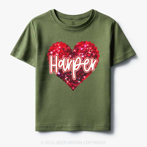 Personalized Sparkling Heart Name Toddler&Kid's Tees Beepumpkin